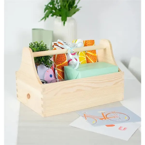 Gift Basket With Handles Wooden Toolbox Tote Basket