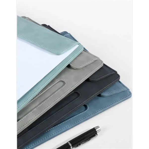 Logo A4 Magnetic PU Leather Padfolio With Pen Holder