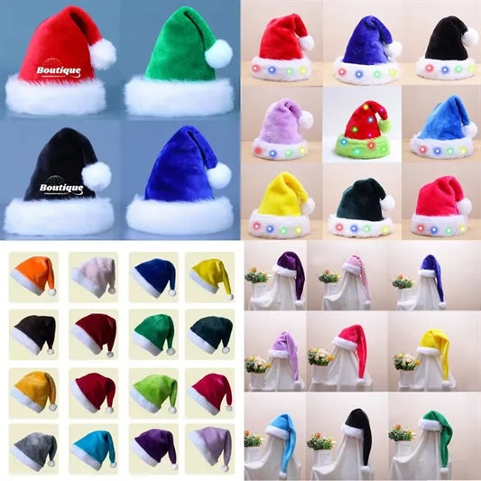 Plush Christmas Santa Hat For Adults And Kids Multicolor