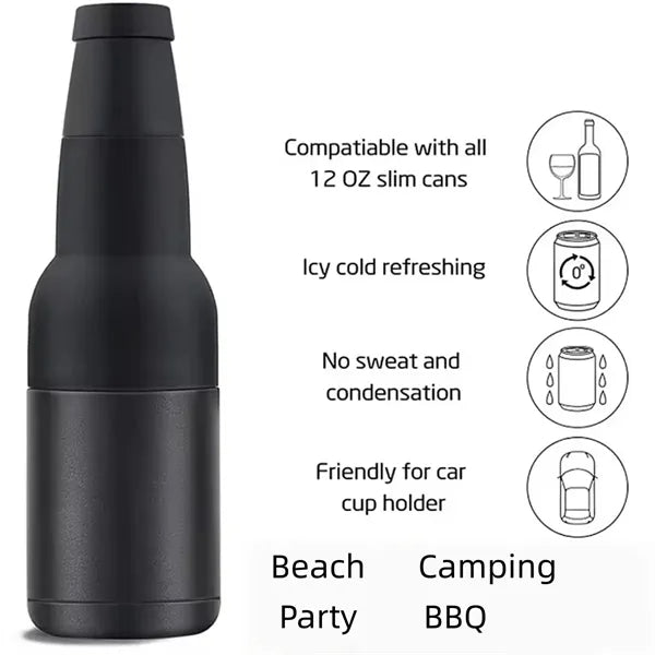 3-In-1 Insulated Can Cooler With Bottle Opener