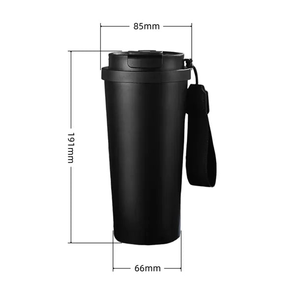 Insulated Coffee Travel Cup With Straw And Strap