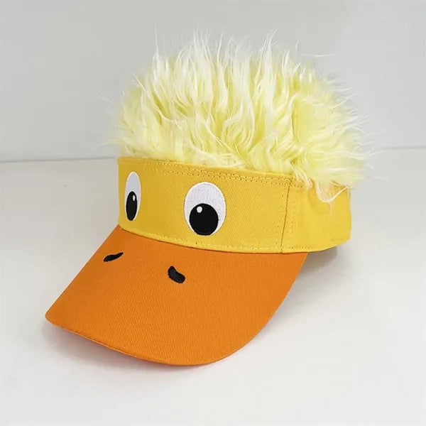 Adjustable Sun Visor Cap With Fake Hair