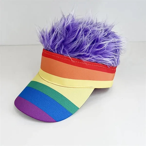 Adjustable Sun Visor Cap With Fake Hair
