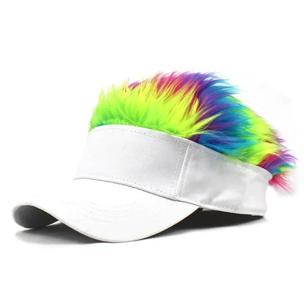 Adjustable Sun Visor Cap With Fake Hair