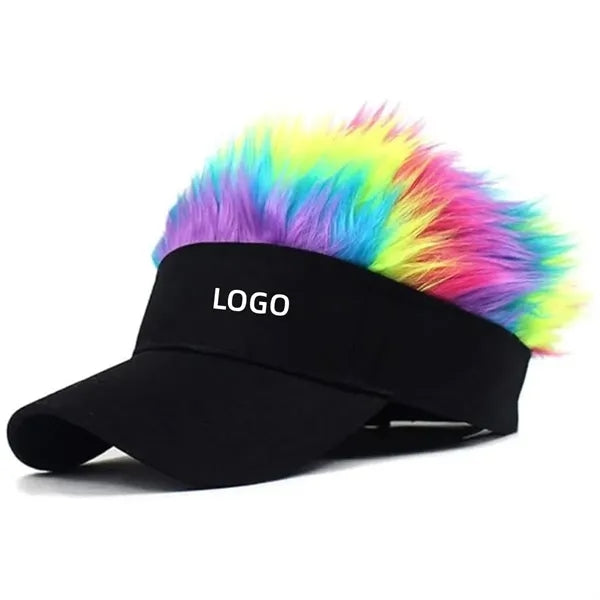 Adjustable Sun Visor Cap With Fake Hair