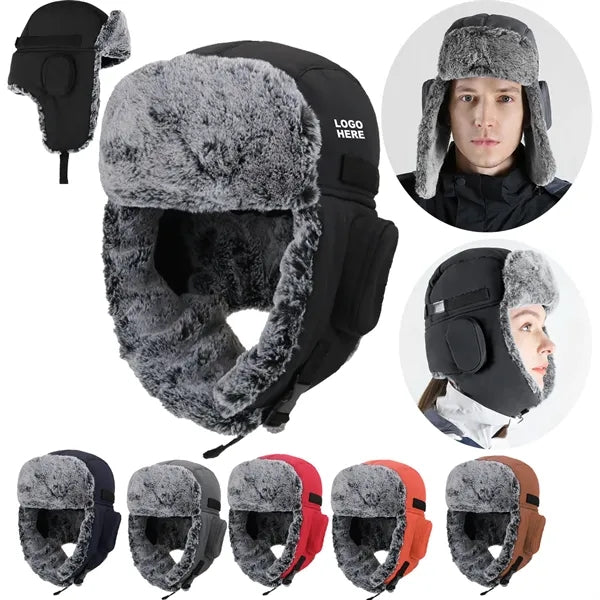 Winter Windproof Men's Trapper Hat with Faux Fur Linning