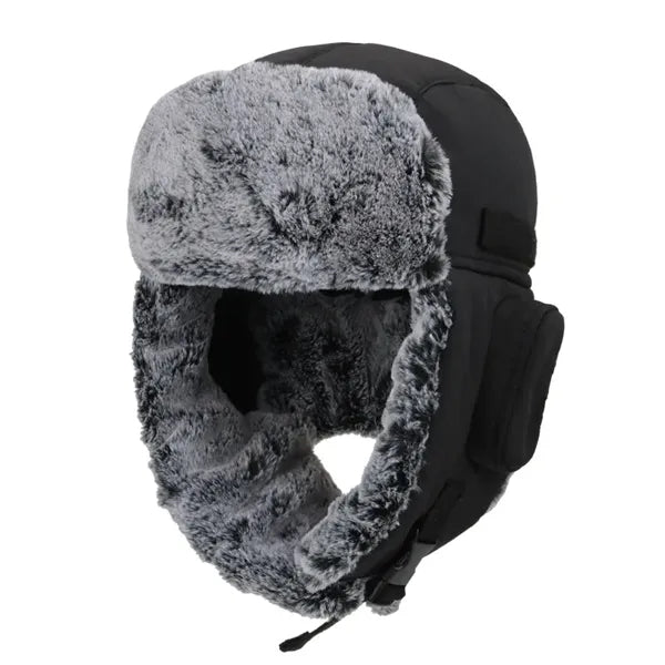 Winter Windproof Men's Trapper Hat with Faux Fur Linning