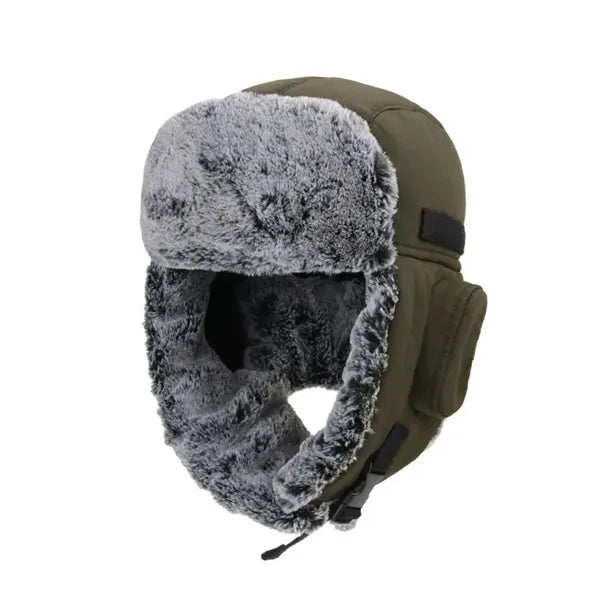 Winter Windproof Men's Trapper Hat with Faux Fur Linning