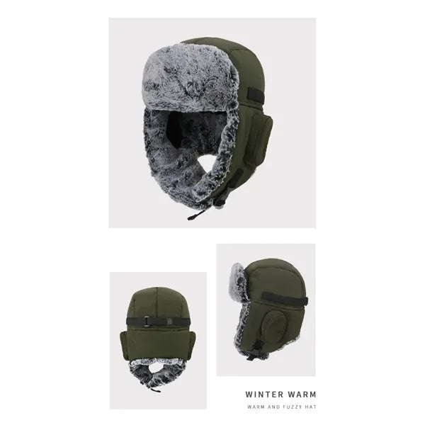 Winter Windproof Men's Trapper Hat with Faux Fur Linning