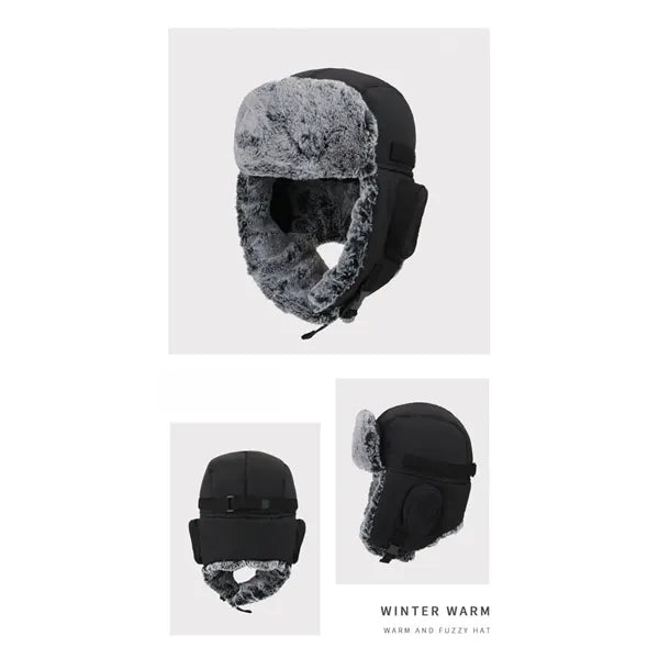 Winter Windproof Men's Trapper Hat with Faux Fur Linning
