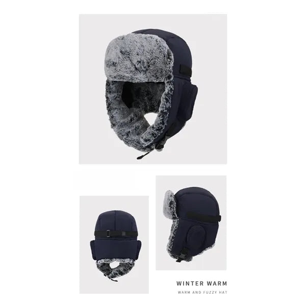 Winter Windproof Men's Trapper Hat with Faux Fur Linning