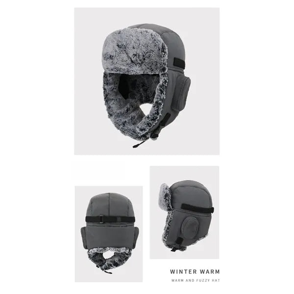 Winter Windproof Men's Trapper Hat with Faux Fur Linning