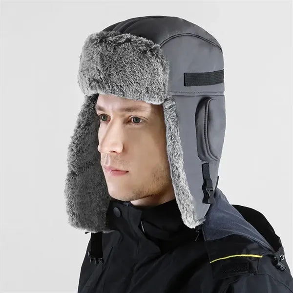 Winter Windproof Men's Trapper Hat with Faux Fur Linning