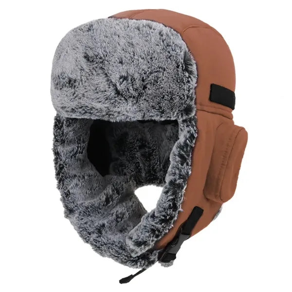 Winter Windproof Men's Trapper Hat with Faux Fur Linning