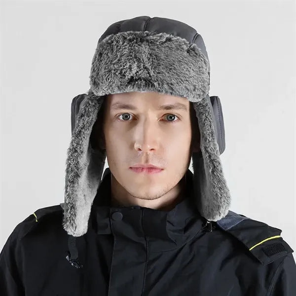 Winter Windproof Men's Trapper Hat with Faux Fur Linning