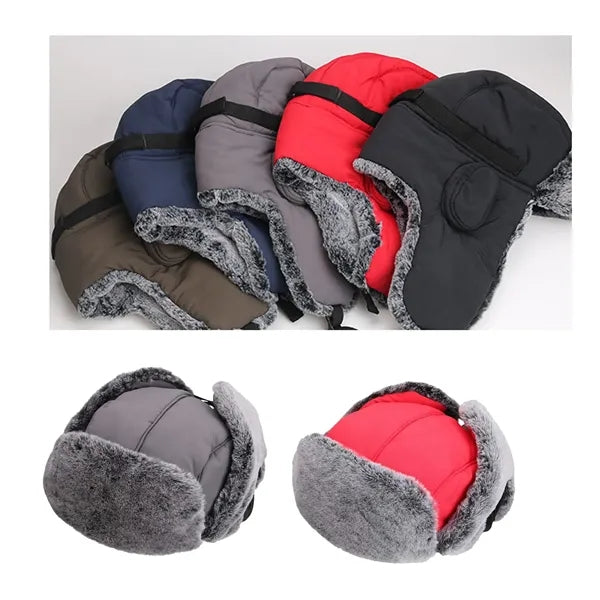 Winter Windproof Men's Trapper Hat with Faux Fur Linning