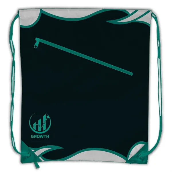 RPET Sublimation Drawstring Bag with Horizontal-Zip Pocket