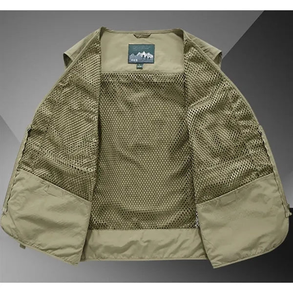 Quick-Dry Zippered Pockets Ventilated Sleeveless Cargo Vest