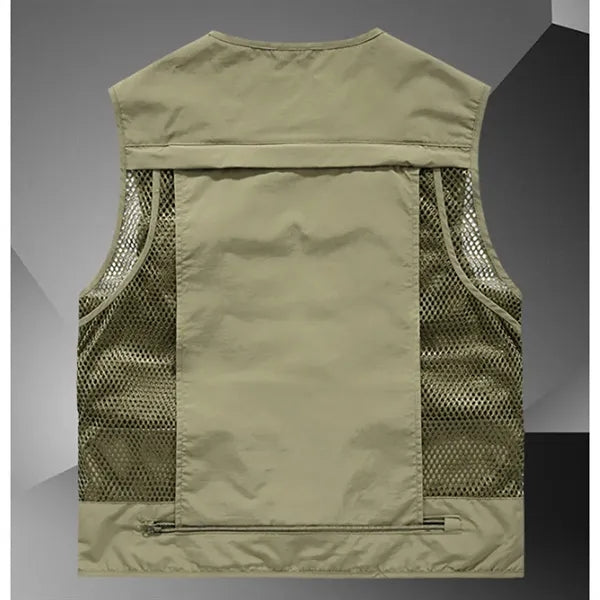 Quick-Dry Zippered Pockets Ventilated Sleeveless Cargo Vest
