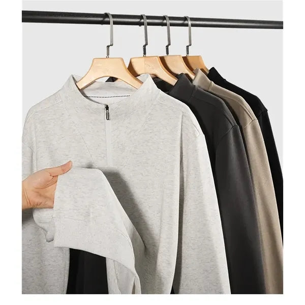 Men's Quarter-Zip Pullover Mock Neck Sweatshirt