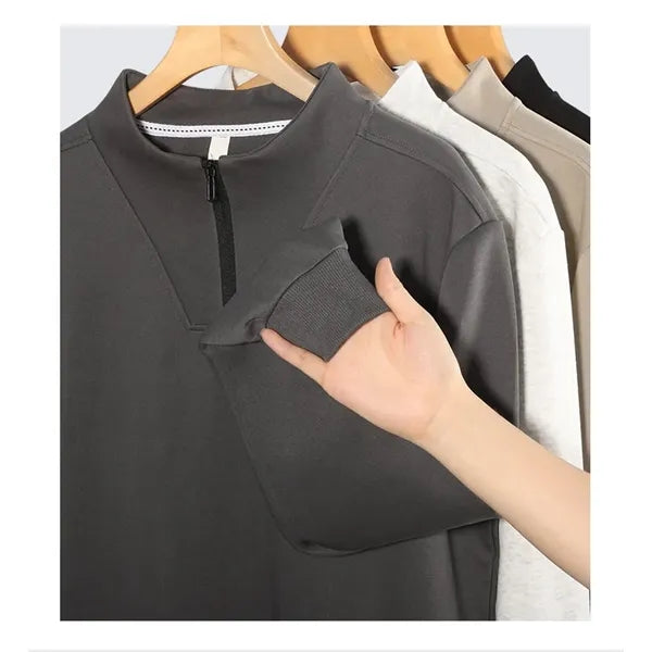 Men's Quarter-Zip Pullover Mock Neck Sweatshirt