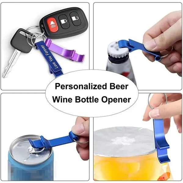 2 in 1 Personalized Custom Bottle Opener Metal Keychain