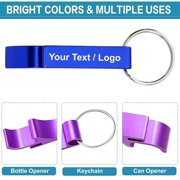 2 in 1 Personalized Custom Bottle Opener Metal Keychain