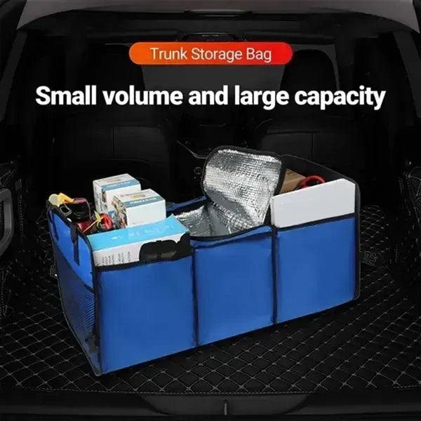 Collapsible Car Trunk Organizer With Cooler Storage Bag