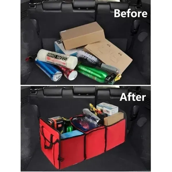 Collapsible Car Trunk Organizer With Cooler Storage Bag