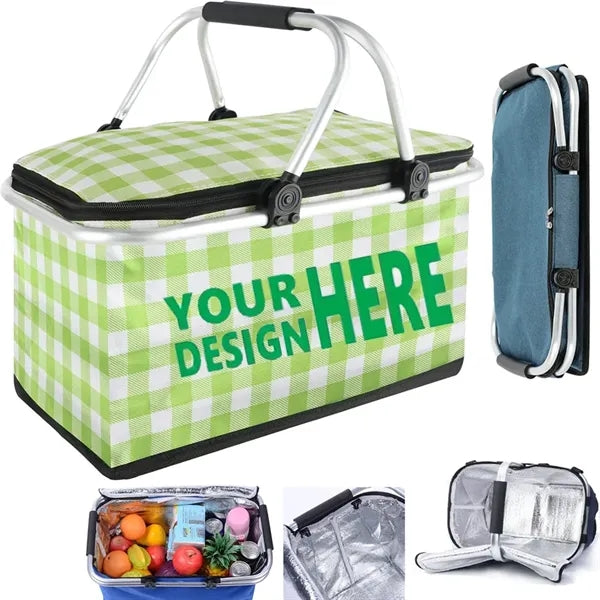 Foldable Picnic Basket Insulated Bag with Handles
