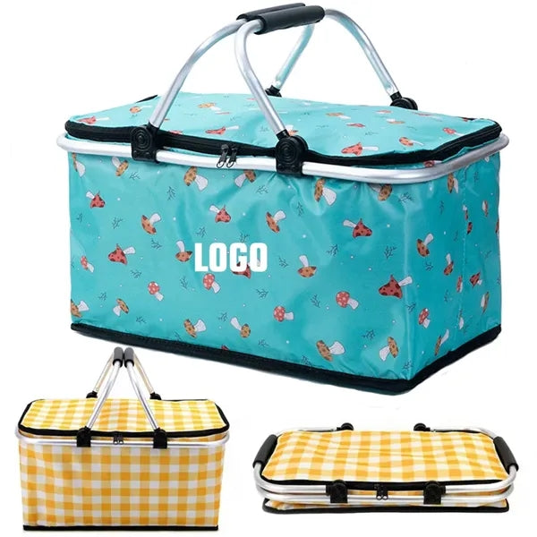 Foldable Picnic Basket Insulated Bag with Handles