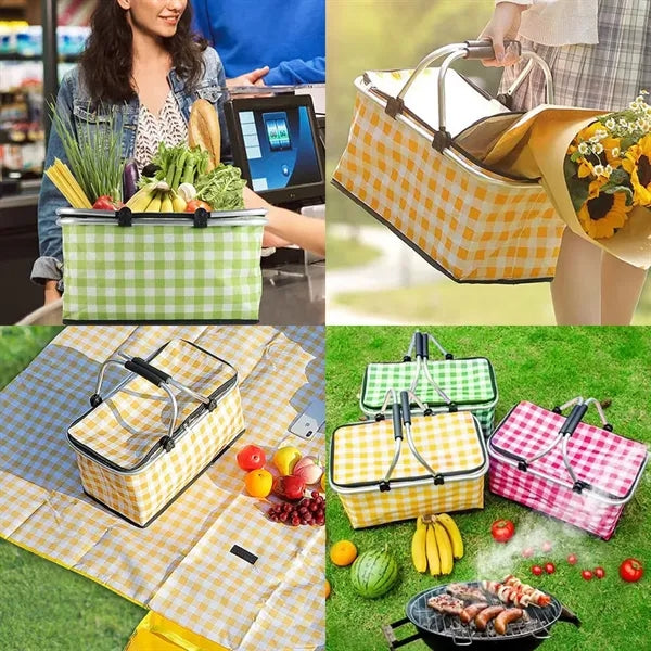 Foldable Picnic Basket Insulated Bag with Handles