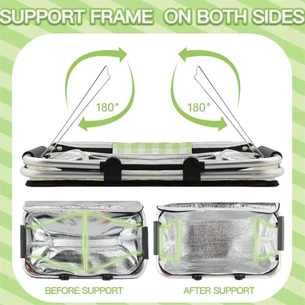 Foldable Picnic Basket Insulated Bag with Handles