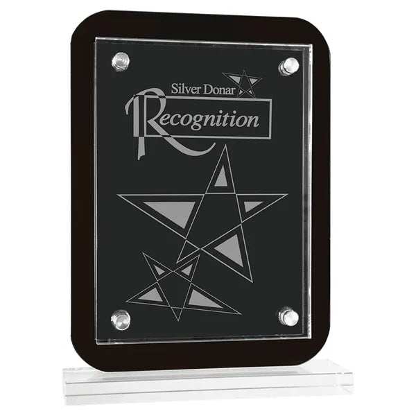 7 1/2" x 10" Black Floating Glass Standup Plaque