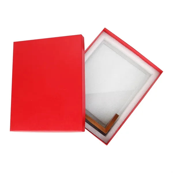 Clear Glass Crystal Award Plaque With Wooden Ba