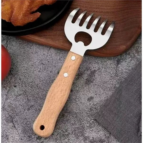 Stainless Steel Meat Claws with Long Wood Handle