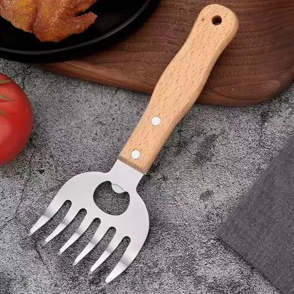 Stainless Steel Meat Claws with Long Wood Handle