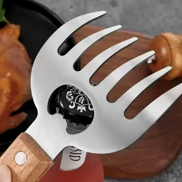 Stainless Steel Meat Claws with Long Wood Handle