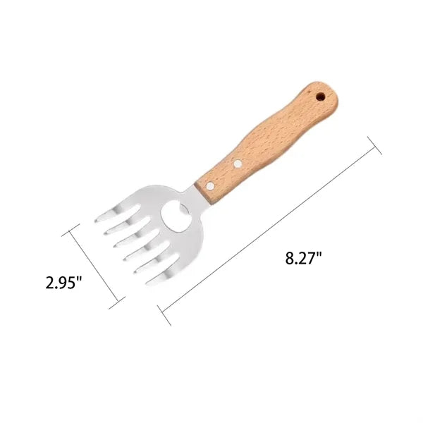 Stainless Steel Meat Claws with Long Wood Handle