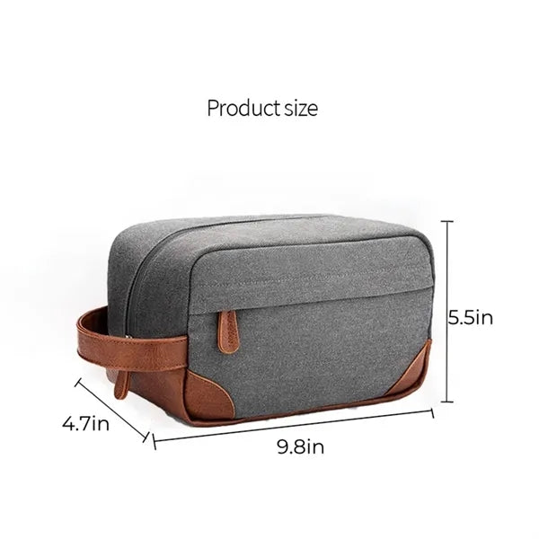 Canvas Toiletry Bag with Leather Accents
