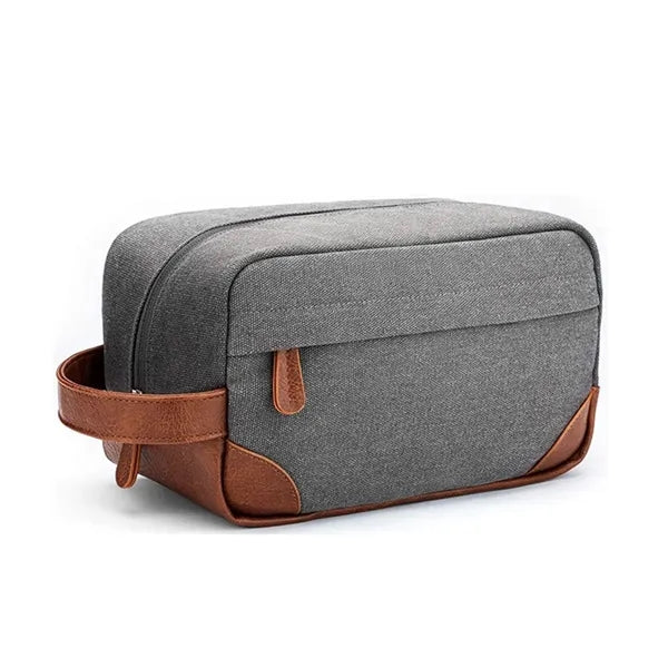 Canvas Toiletry Bag with Leather Accents