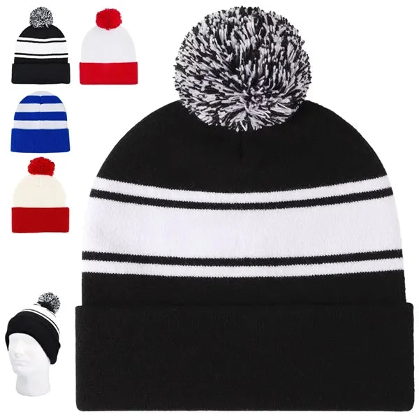 Pom-Pom Knit Beanie Hat