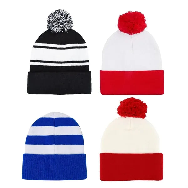 Pom-Pom Knit Beanie Hat
