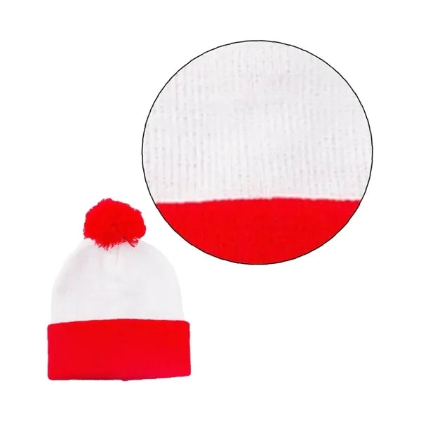 Pom-Pom Knit Beanie Hat