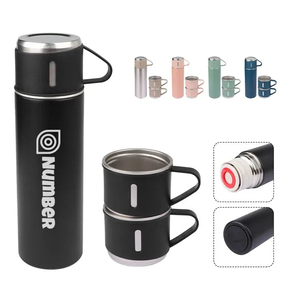 17Oz Vacuum Insulated Thermo Water Bottle with 3 Mug Lids