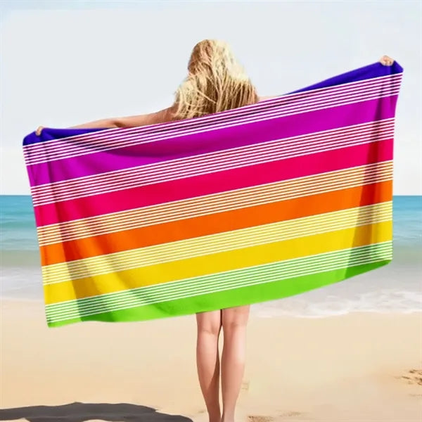 Rainbow Striped Beach Towel Blanket for Outdoor Use