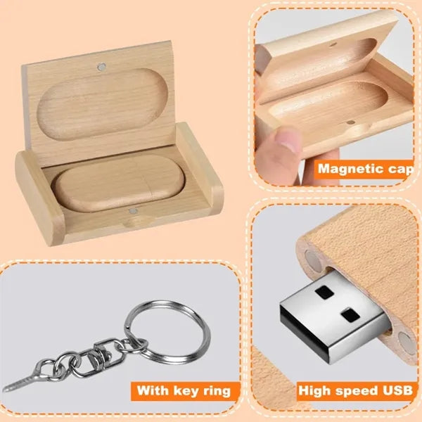 Eco-Friendly Bamboo USB Flash Drive with Custom Logo