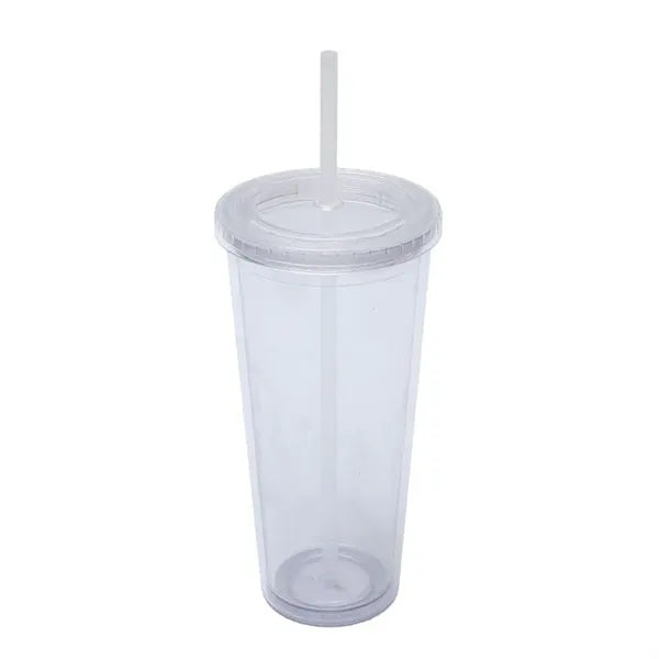 Drinkware 24 oz Clear Plastic Tumbler with Straw