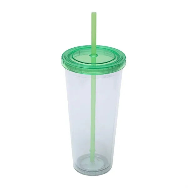 Drinkware 24 oz Clear Plastic Tumbler with Straw
