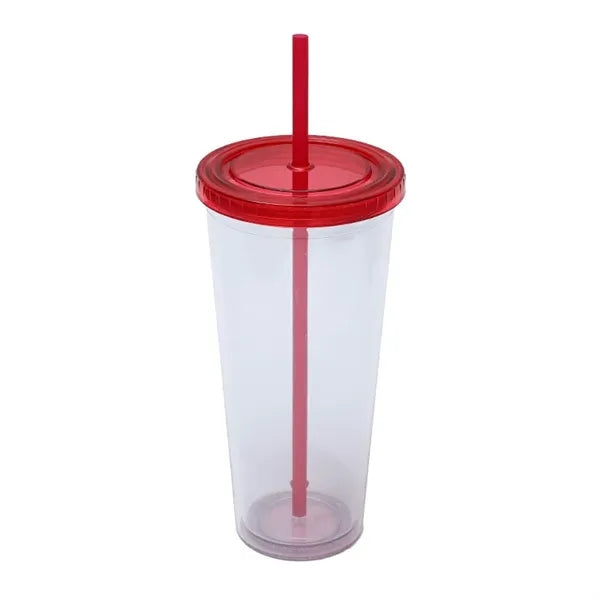 Drinkware 24 oz Clear Plastic Tumbler with Straw